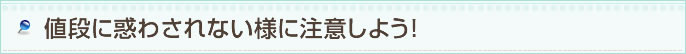 値段に惑わされない様に注意しよう!